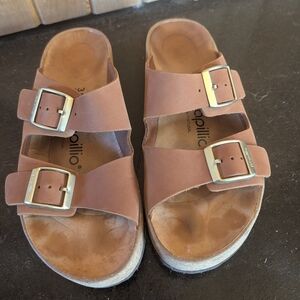 Papillio Kids Brown Two-Strap Buckle Sandals
